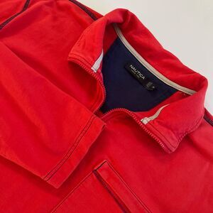 Nautica Mens XL Zipper Front Long Sleeve‎ Pullover Shirt, Nautica Mens Red 214